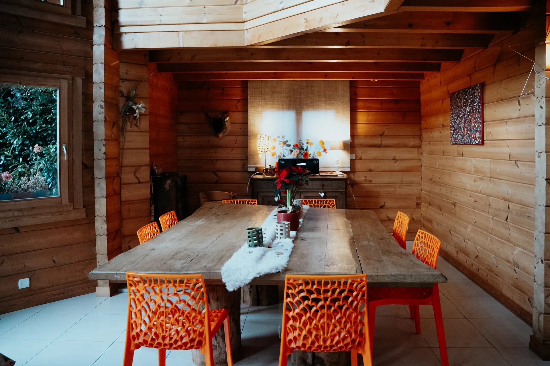 Dining area in the chalet, seating up to 12 people